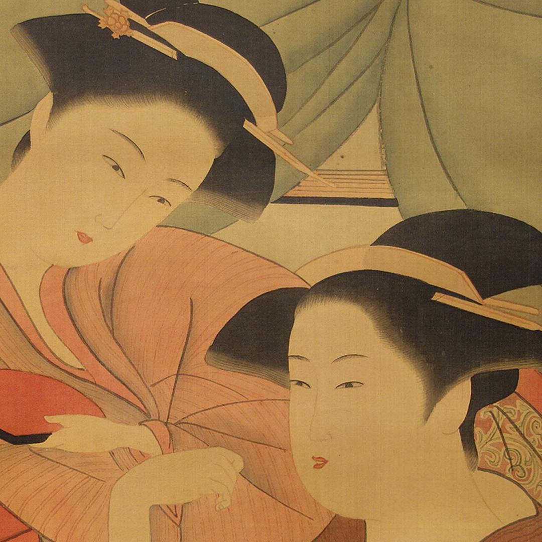 喜多川歌麿　美人図　掛軸　送料無料