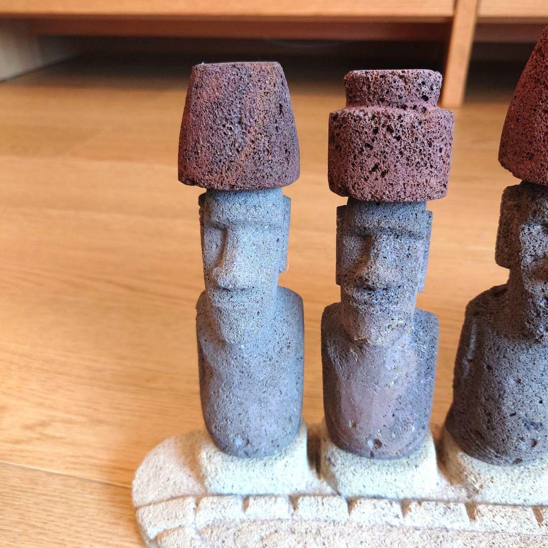 イースター島のモアイ像 置物7体＆台座