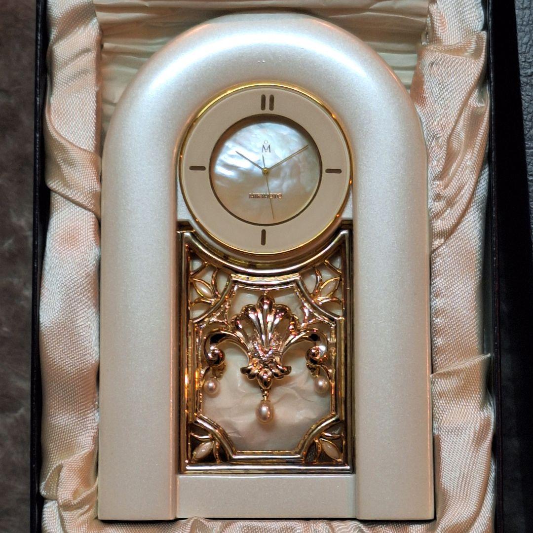 MIKIMOTO ミキモト インターナショナル置時計☆淡水真珠&トルコ石&白蝶貝