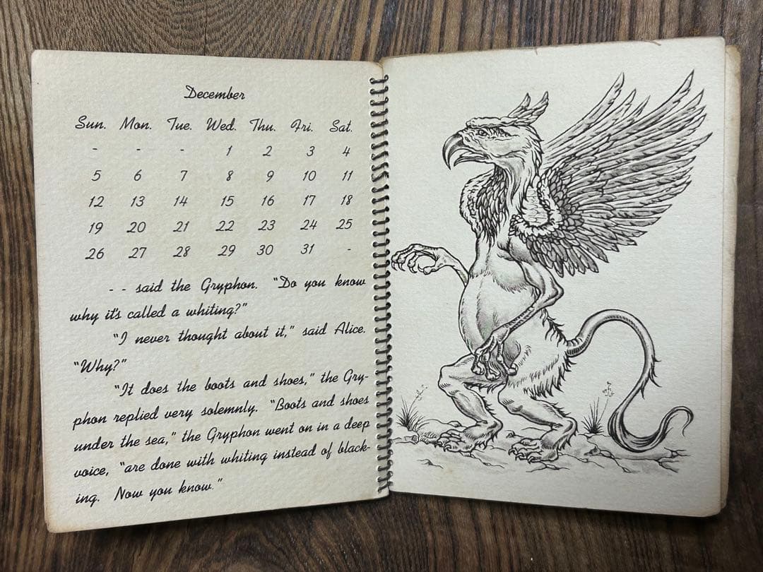 不思議の国のアリス 1943年カレンダー帳