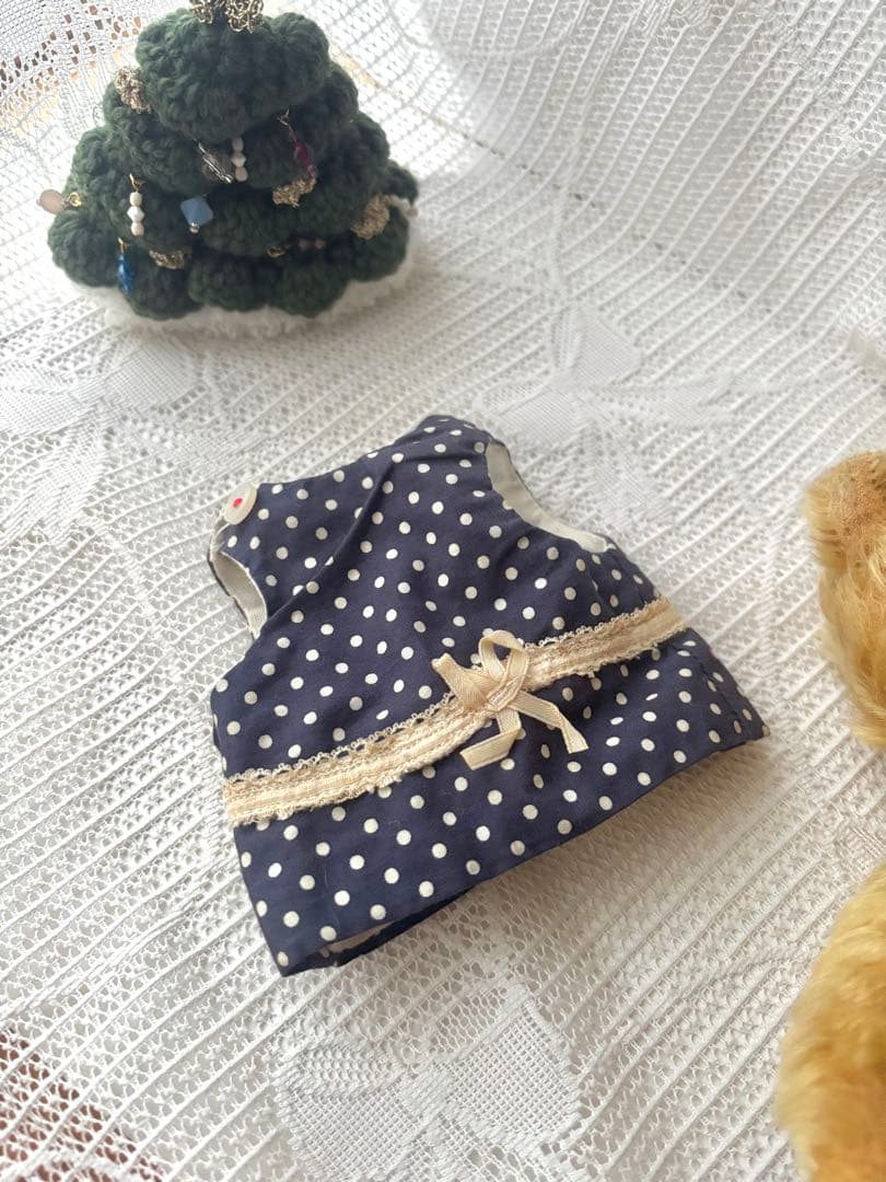 ハンドメイドテディベア(ドイツ天然モヘア・ワンピース付き)全長22cm