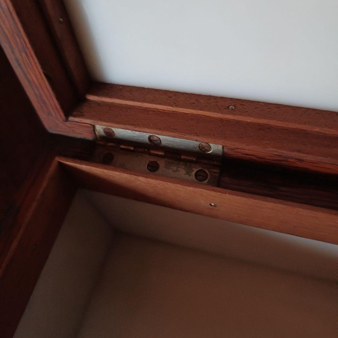 【希少】乳白ガラスとオークの木目の美しい収納ケース ウッドボックス 古道具