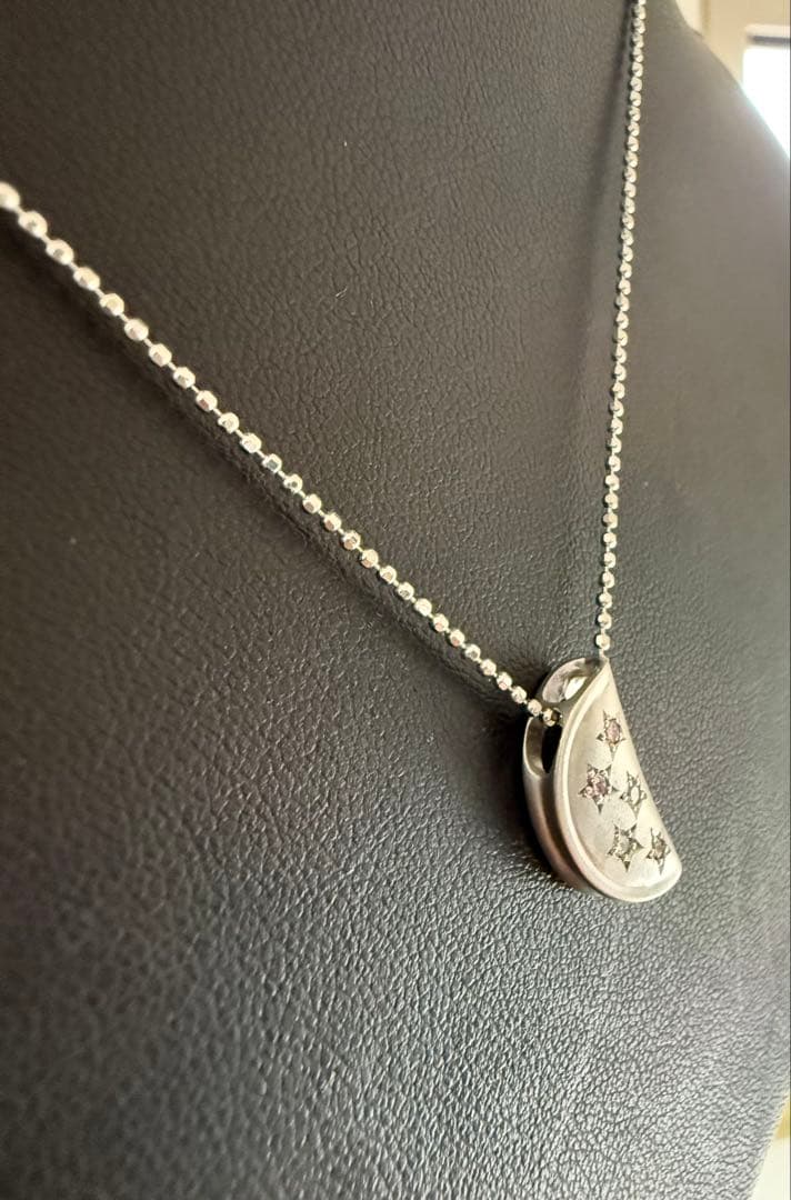 売り切り特価❣️k18WGピンクダイアモンド入りペンダントネックレス