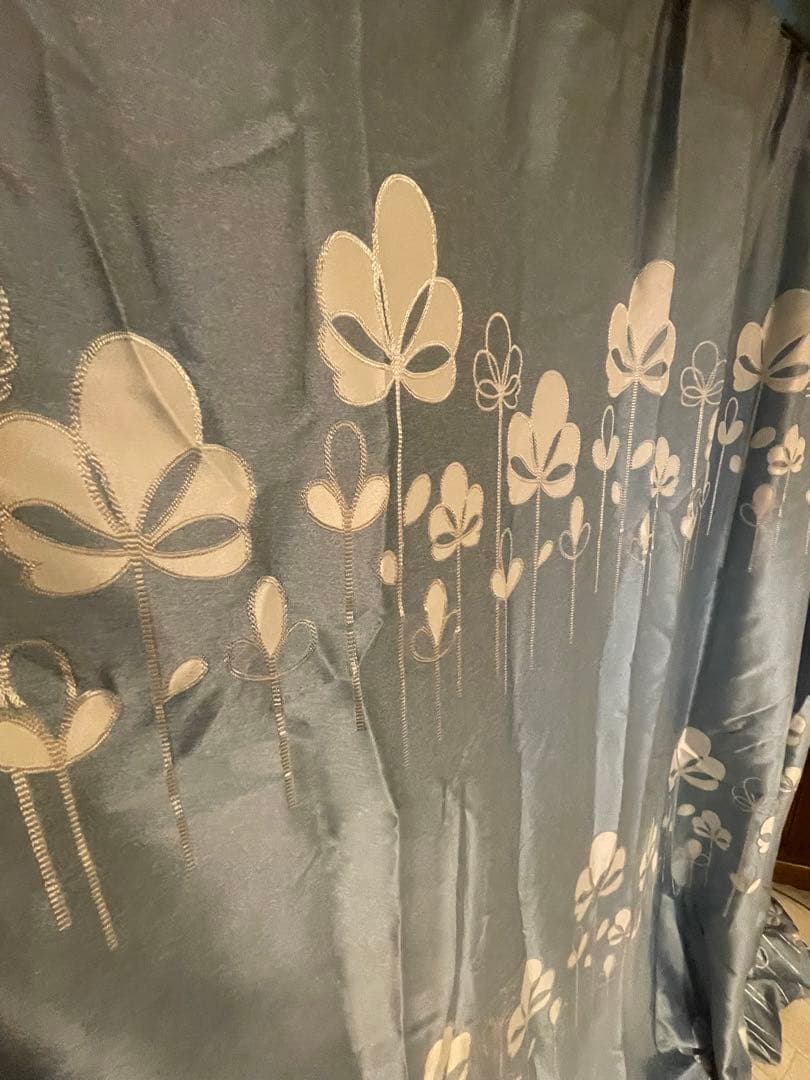 お花刺繍カーテン&レースカーテン　8枚