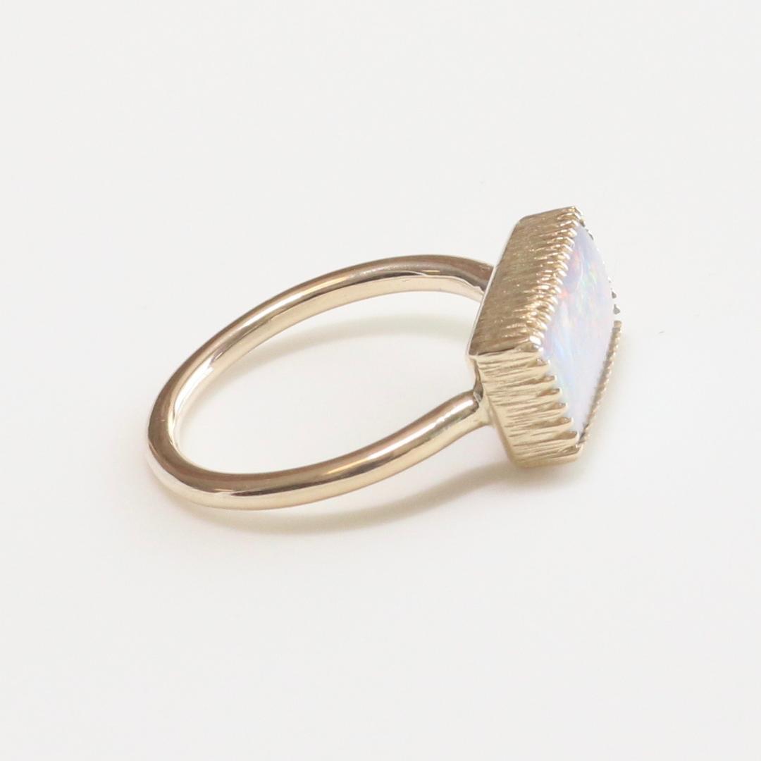 K10ボルダーオパールリング 四角