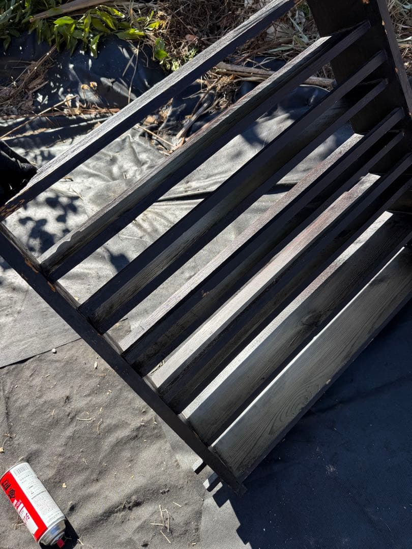 昭和レトロ 古道具 木製7段飾り棚 黒塗り オープンラック 欠品あり