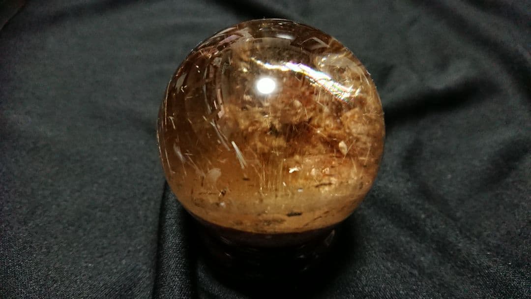 金運、財運、仕事運、成功へと導く キラキラ虹入りルチル、ガーデンクォーツ丸玉