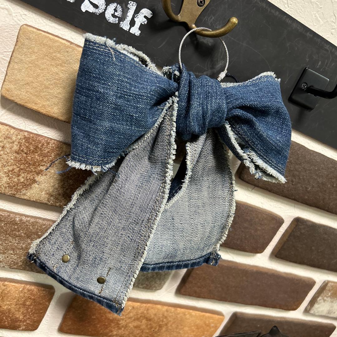 さおさま りぼん チャーム リボンチャーム フリンジデニム 24-53