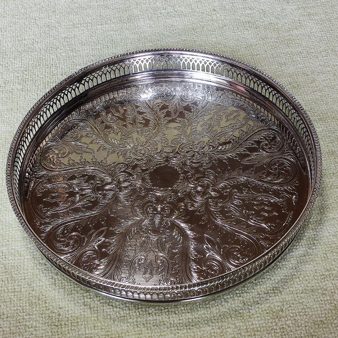 英国製　シルバープレート　ギャラリートレイ　サルヴァ