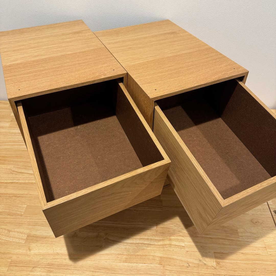 無印良品・木製収納ケース・引出式・２段・オーク材　2個セット （B）