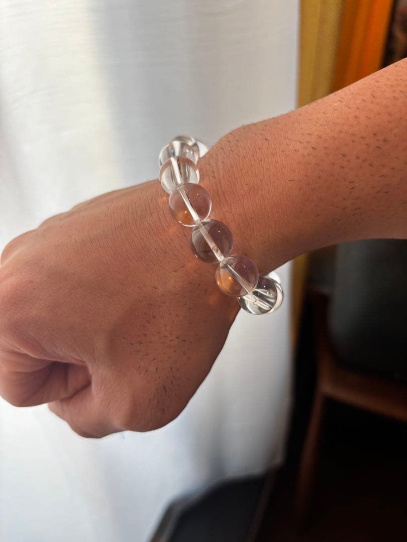 天然水晶　14mm珠ブレスレット