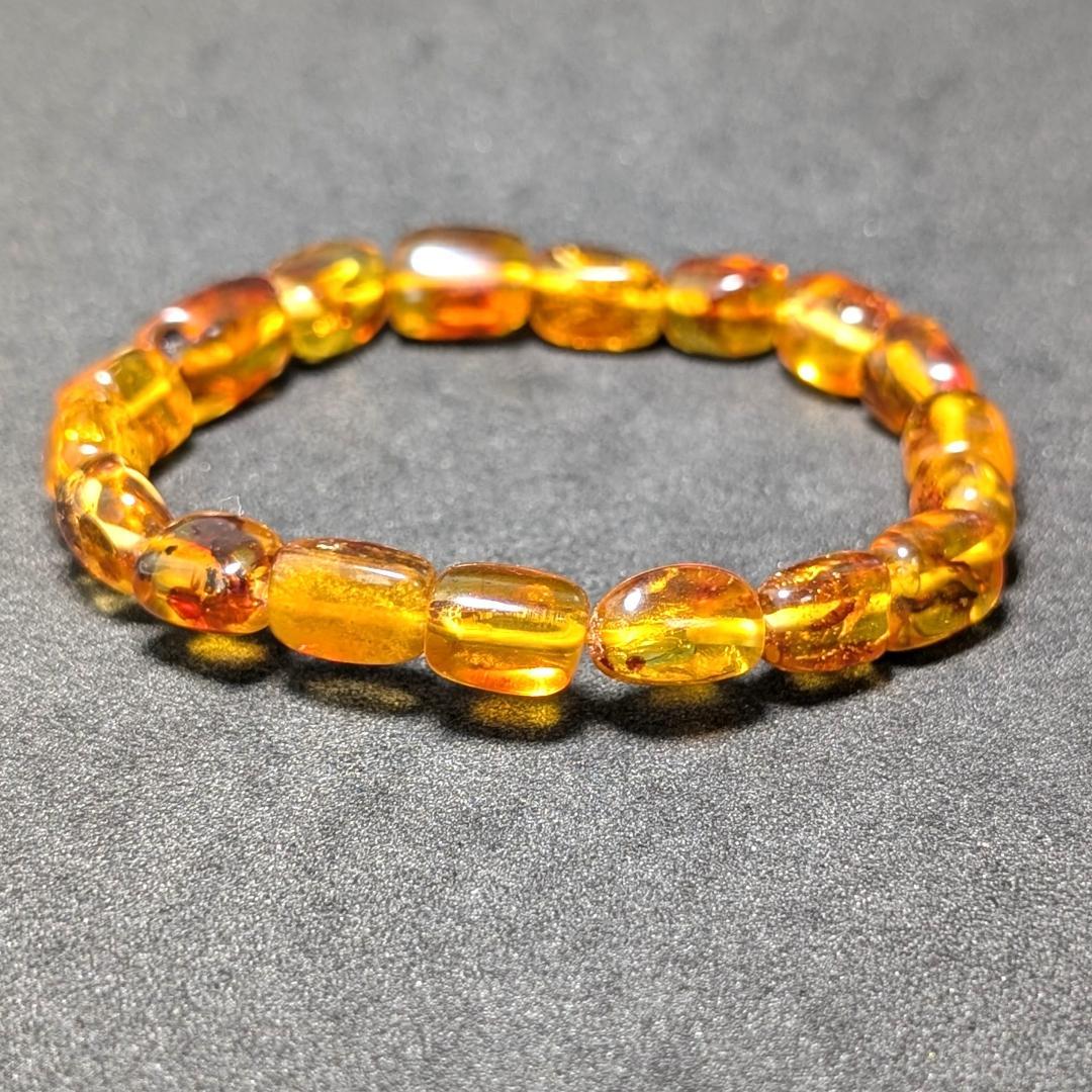 バルティックアンバー 天然琥珀 タンブルブレスレット ブラウンカラーで高級感抜群