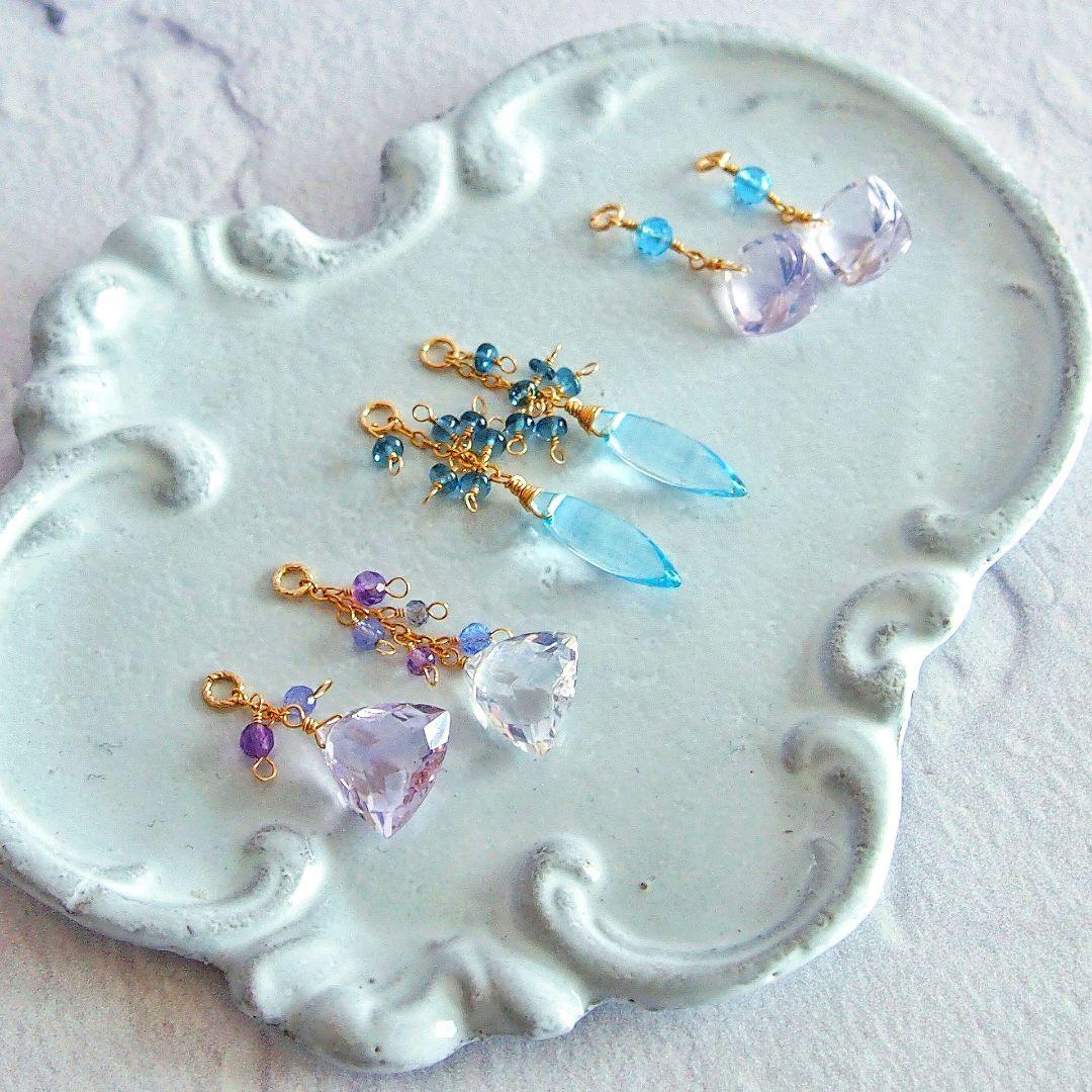 RiSaO＊様　宝石質✨スコロライト　コンケーブ　ピアス　14kgf　他5点