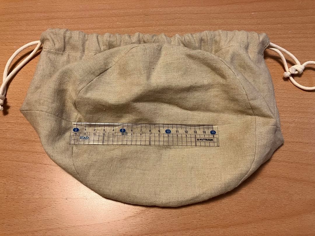 【美品】mizutani douguten リネン巾着袋 花刺繍