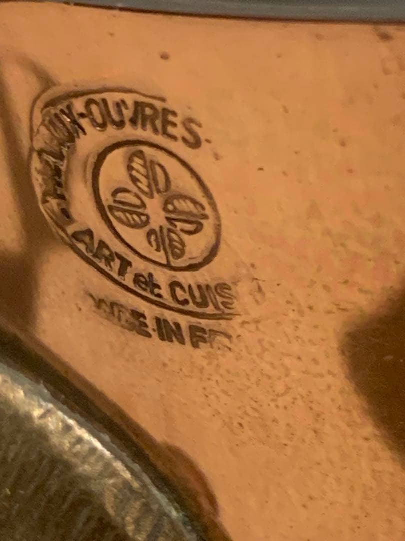 フランスビンテージ 蓋付き 銅製深型 16cm ソースパン 刻印入りg-25