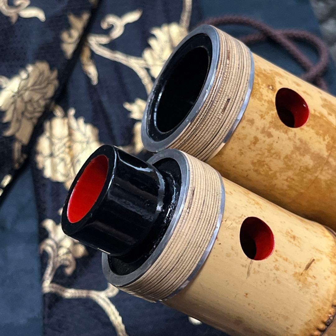 尺八 都山流 銀越 中継ぎ緩み無し 一尺五寸管 籐巻銀三線 【音出し確認済み】