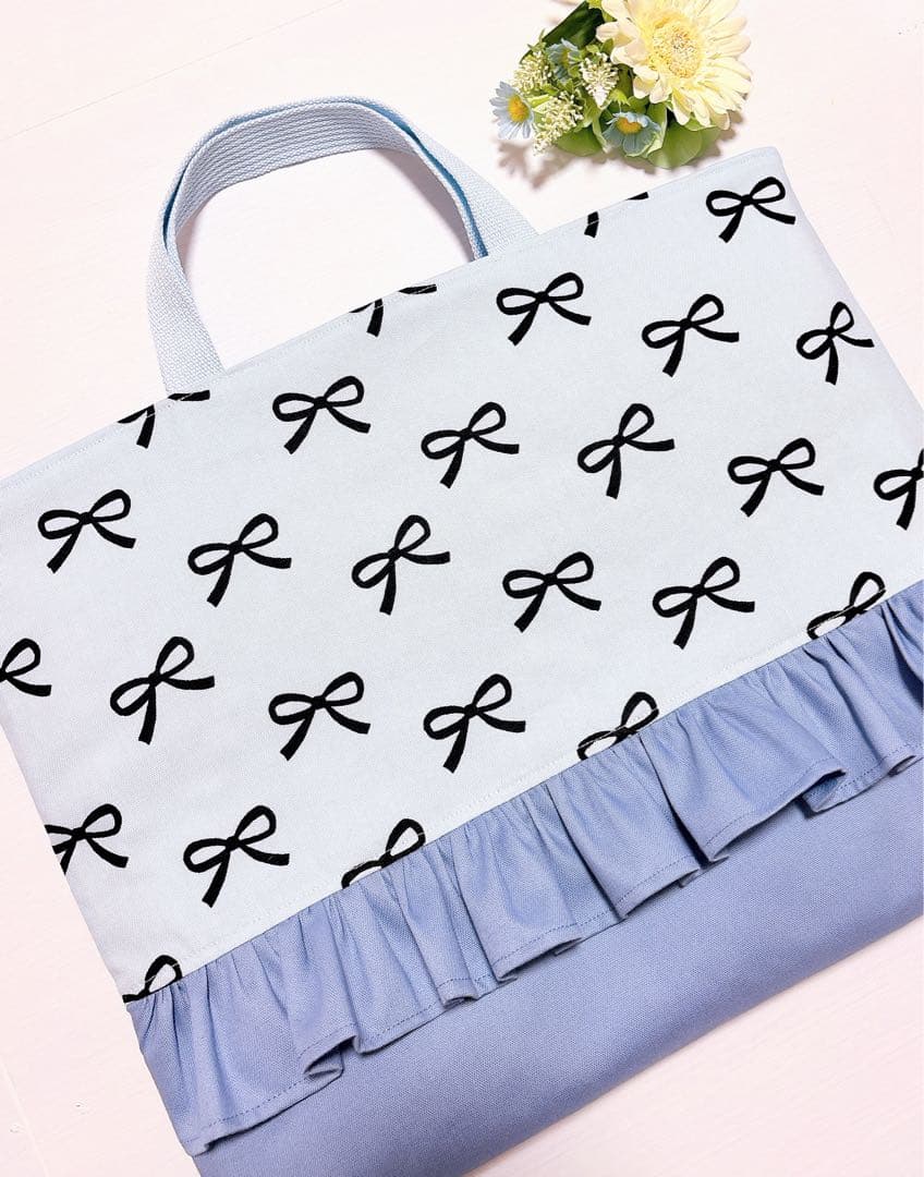 オーダーページ　レッスンバッグ　上履き入れ　入園入学　リボン柄　体操着袋　給食袋