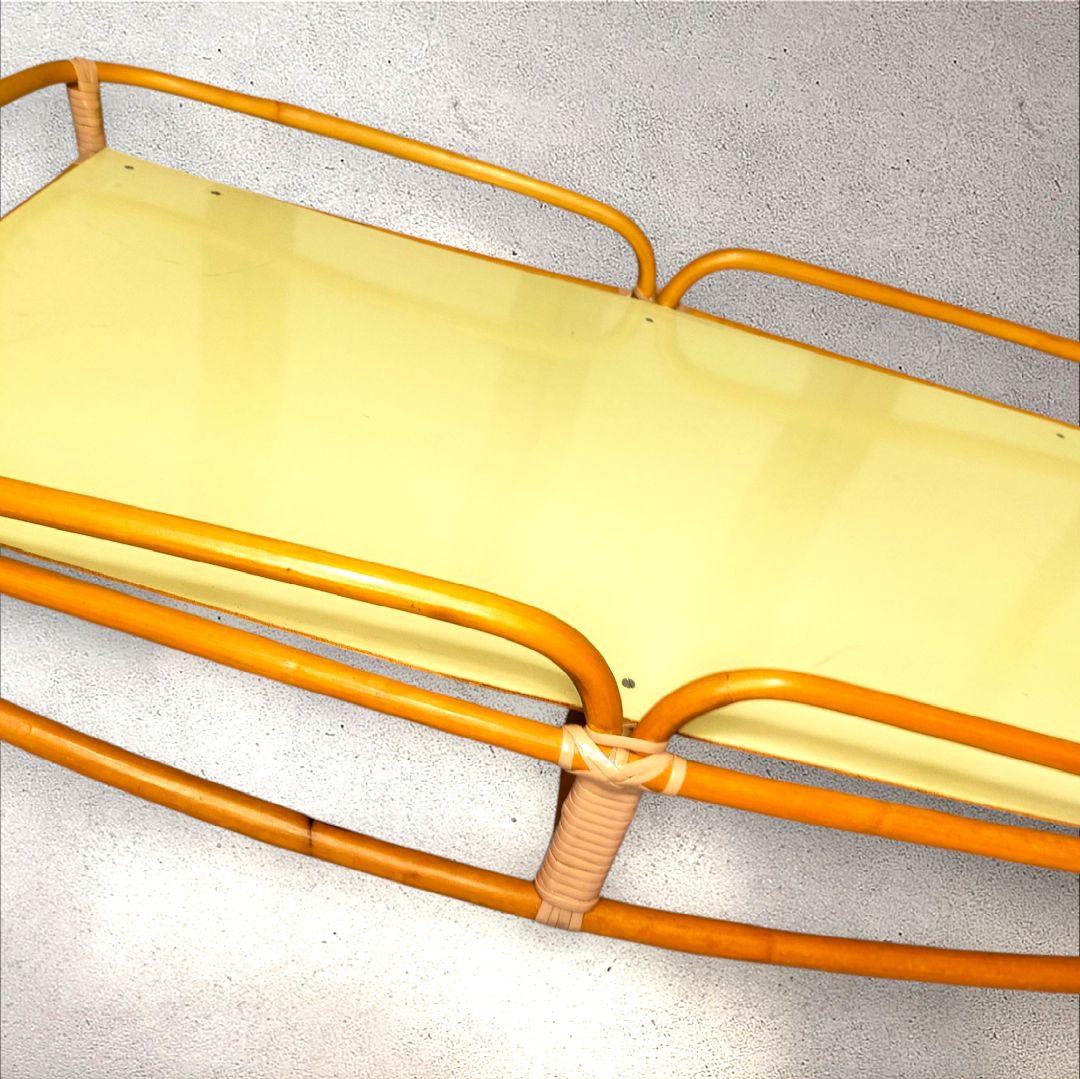 【レトロ】❀ラタン ❀ベビーベッドゆりかご❀ キャスター付き