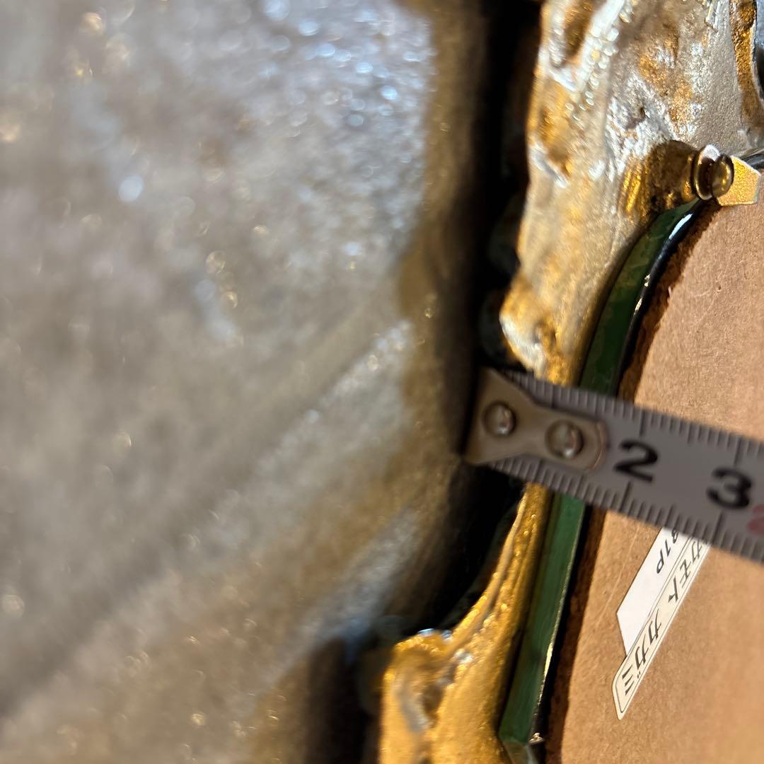 バロックスタイル 壁掛け鏡 ダークブルーと金 約40cm x 25cm