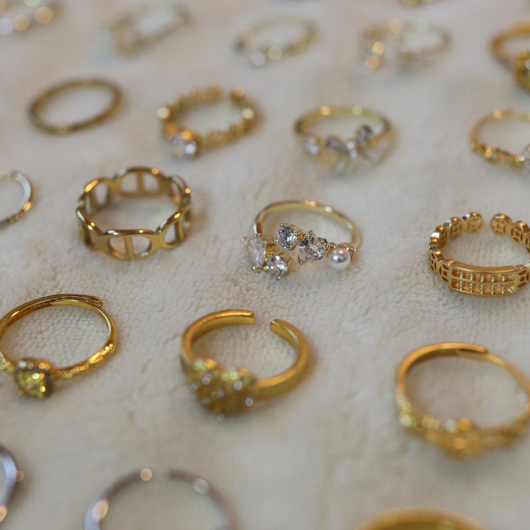 【指輪50点セット】合金×モアサナイト｜重ね付け・ペア可｜まとめ売り