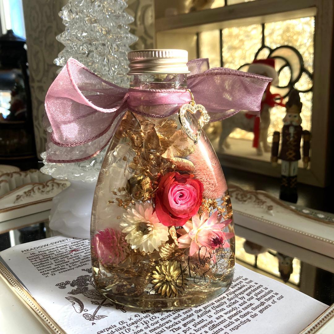 ꫛꫀꪝ♪ ◆ハーバリウム 172  ダークピンクのバラの大人ボトル*.:。