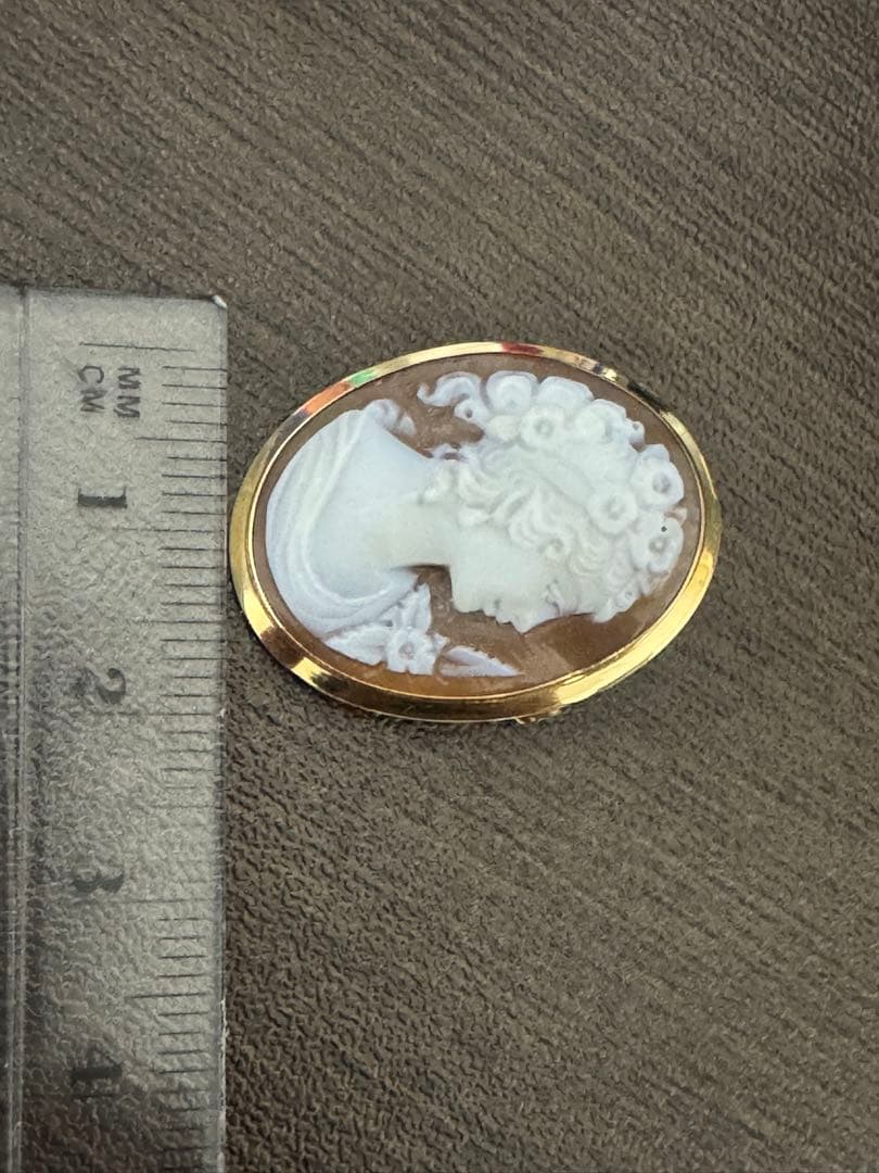 w*o様 ヴィンテージ　シェルカメオ　ペンダント　ブローチ　ゴールド　K18 7