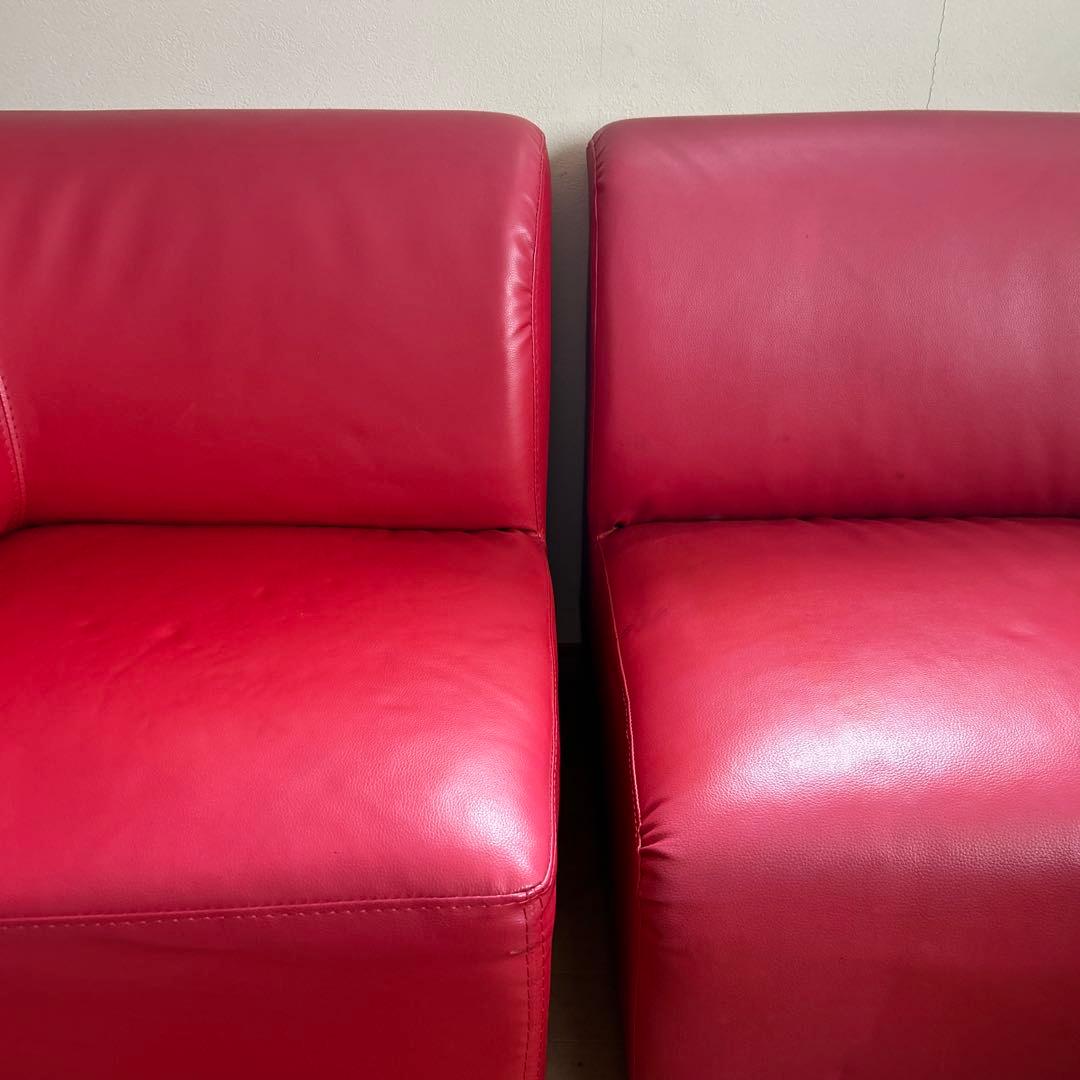 赤　ソファ　ソファー　L字型ソファ　コーナーソファ　2つセット