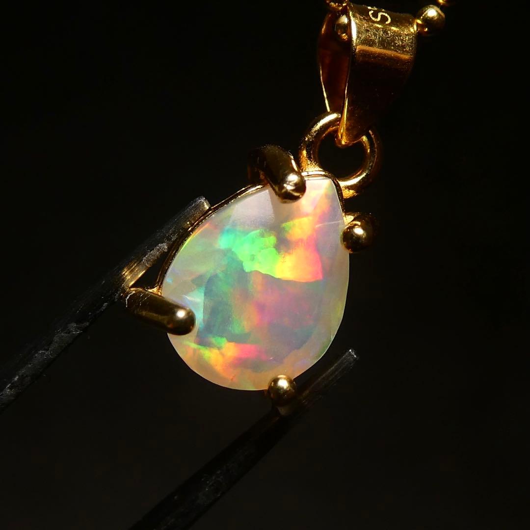 【虹入り】2)宝石質AAAオパールのシンプルネックレス