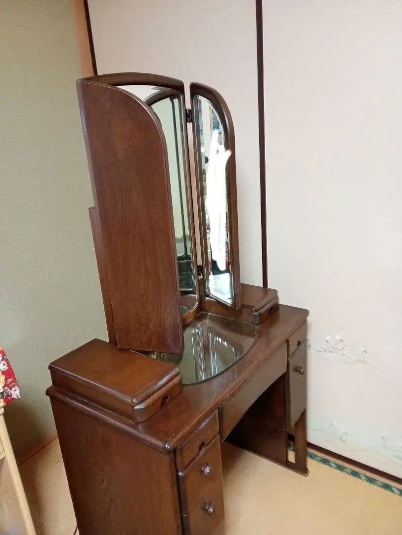 【中古品】木製ドレッサー・鏡台 　椅子同時購入必須