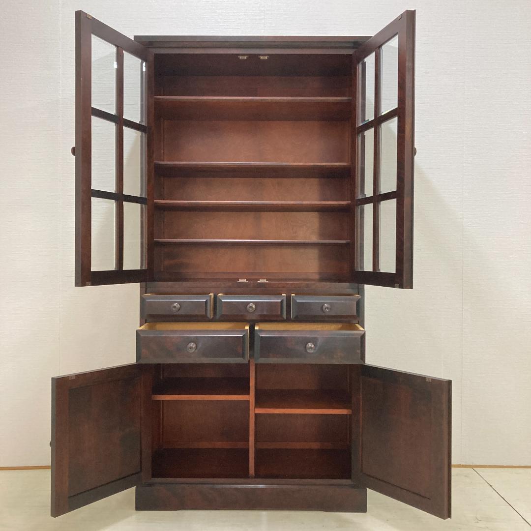 北海道民芸家具 食器棚 カップボード キッチンボード 木製 収納棚 無垢材 樺材