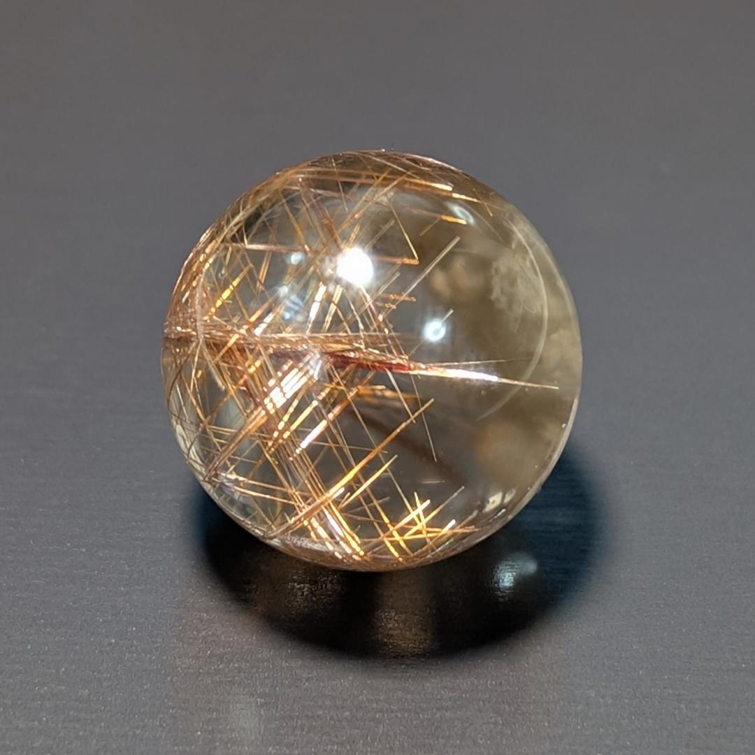 一点物 金運上昇 オブジェ 十字架内包 ブロンズルチル スフィア 16.5mm