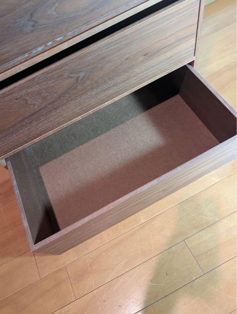 ■送料込■無印良品 木製収納ケース 引出式ワイド ウォールナット材 チェスト