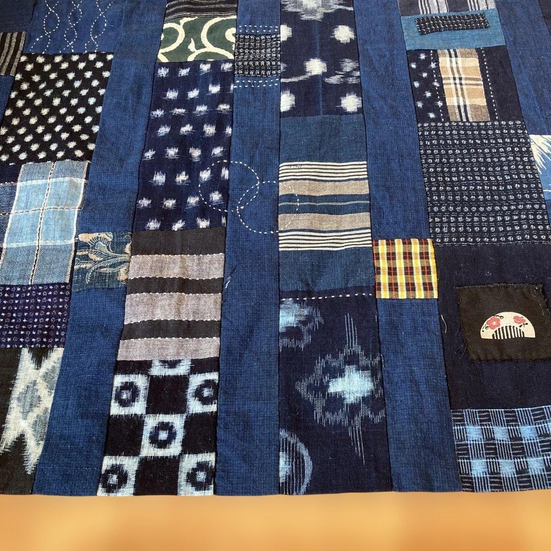 藍染古布　手作りマルチカバー