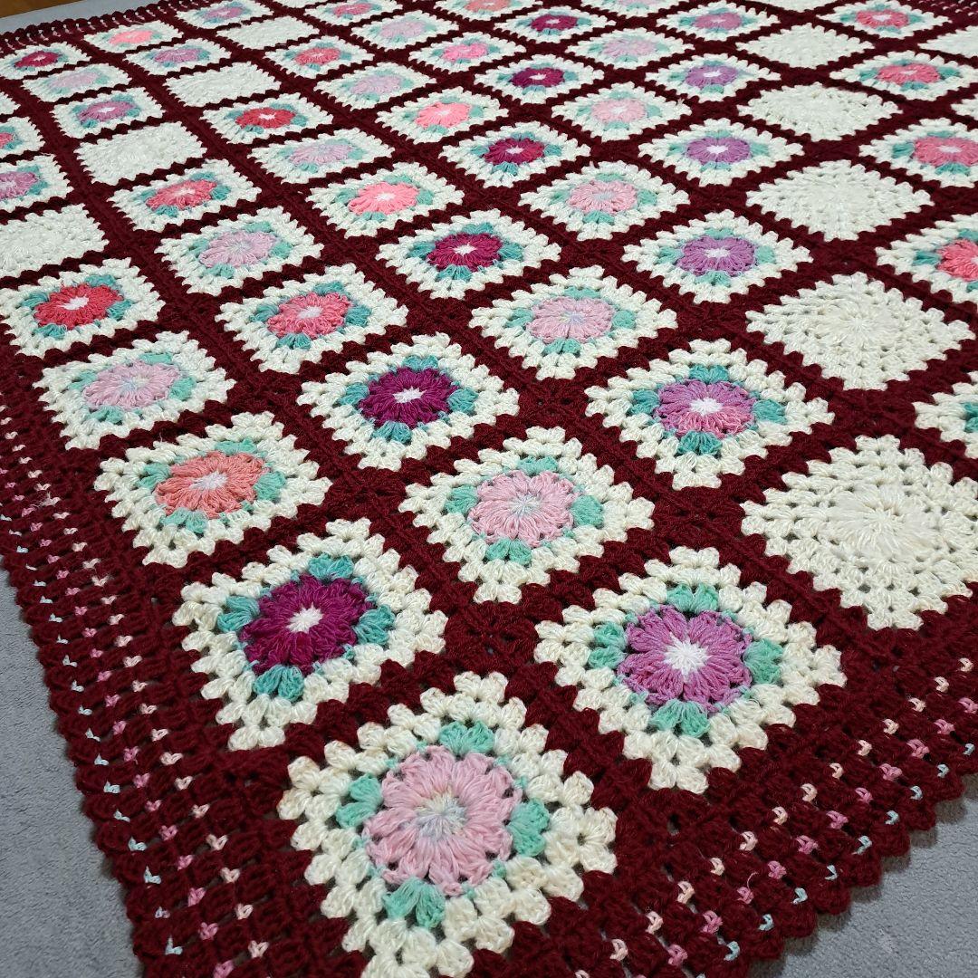 (154)グラニースクエアブランケット ★約135x168cm★SALE★