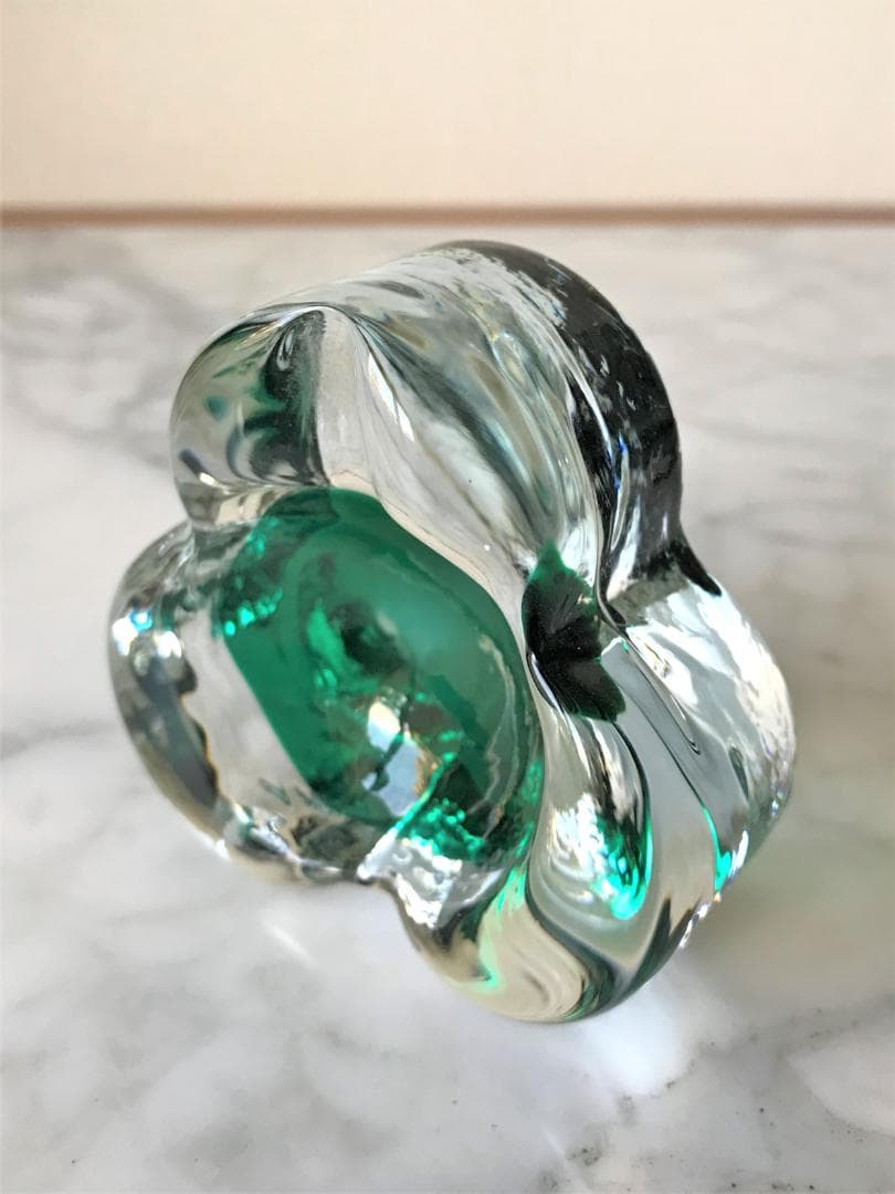 未使用！BARBINI　MURANO　ヴィンテージ　ベネチアンガラス　小物入　緑