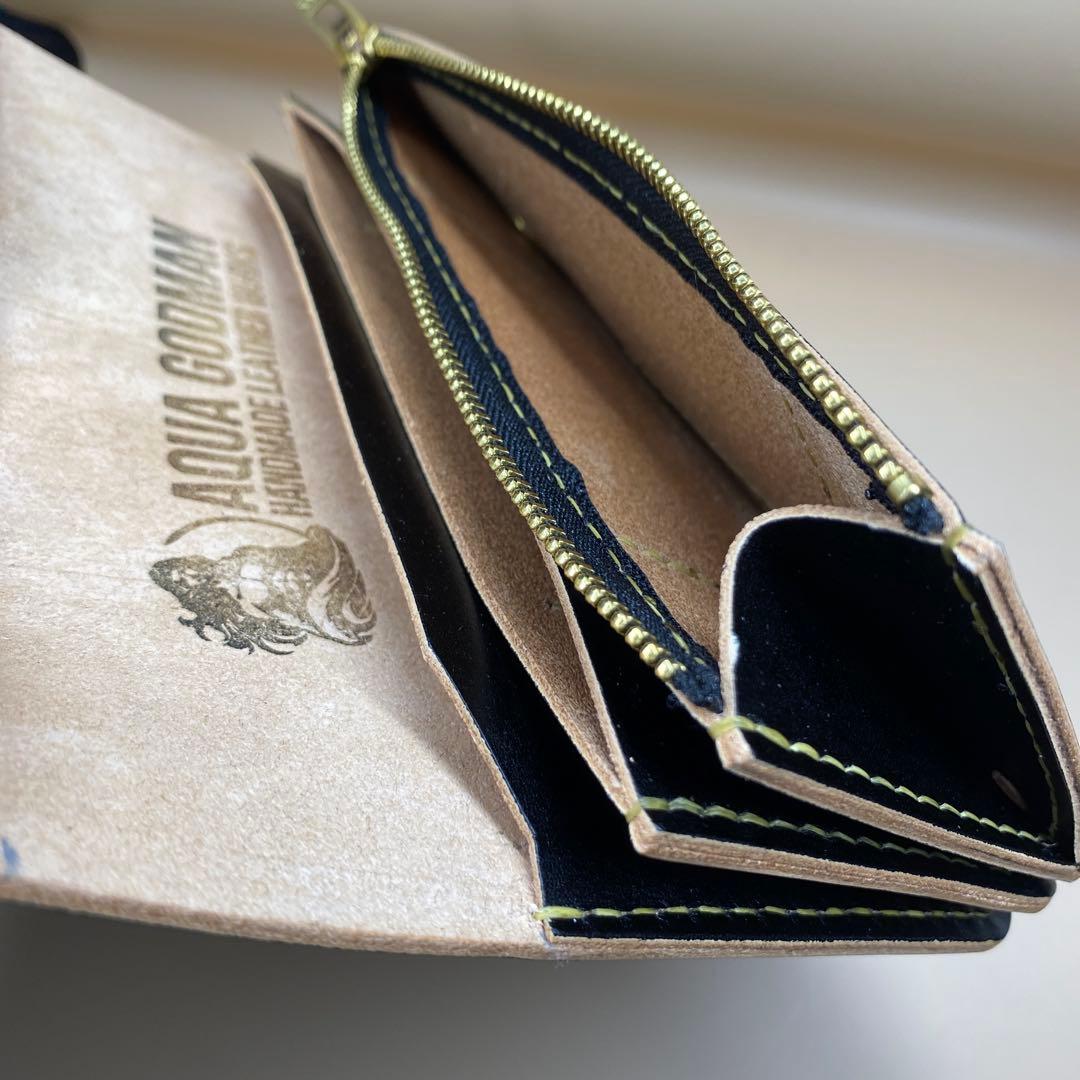 【無骨 茶芯】手染め 丘染め トラッカーウォレット 3層マチ 職人仕上げ 真鍮