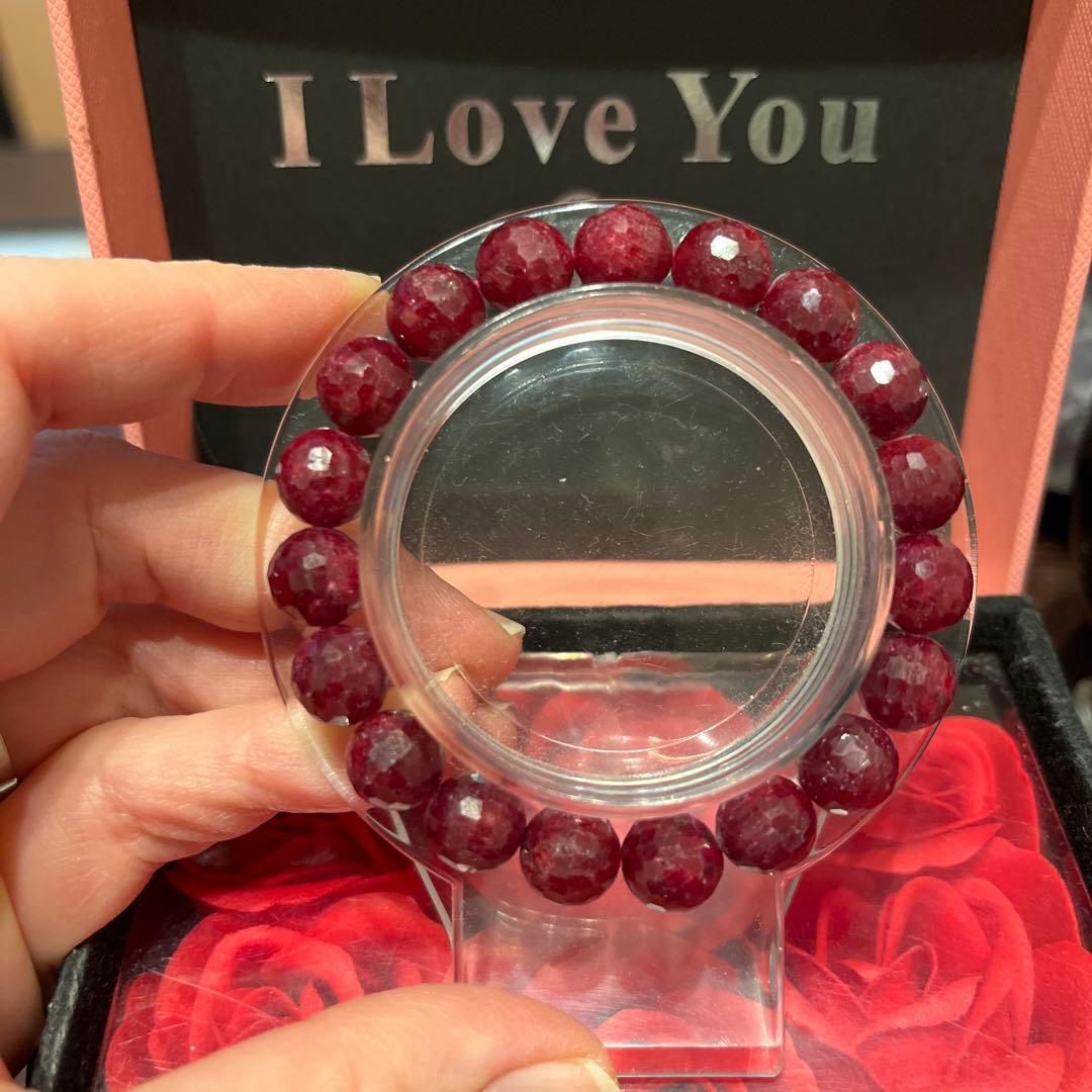 セール！天然石ブレスレット　ルビー　ミラーボールカット