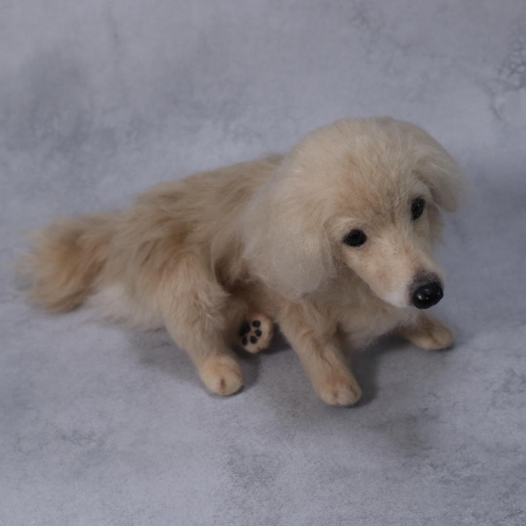 羊毛フェルト　アクビちゃん様　ミニチュアプードル　犬　ハンドメイド　オーダー