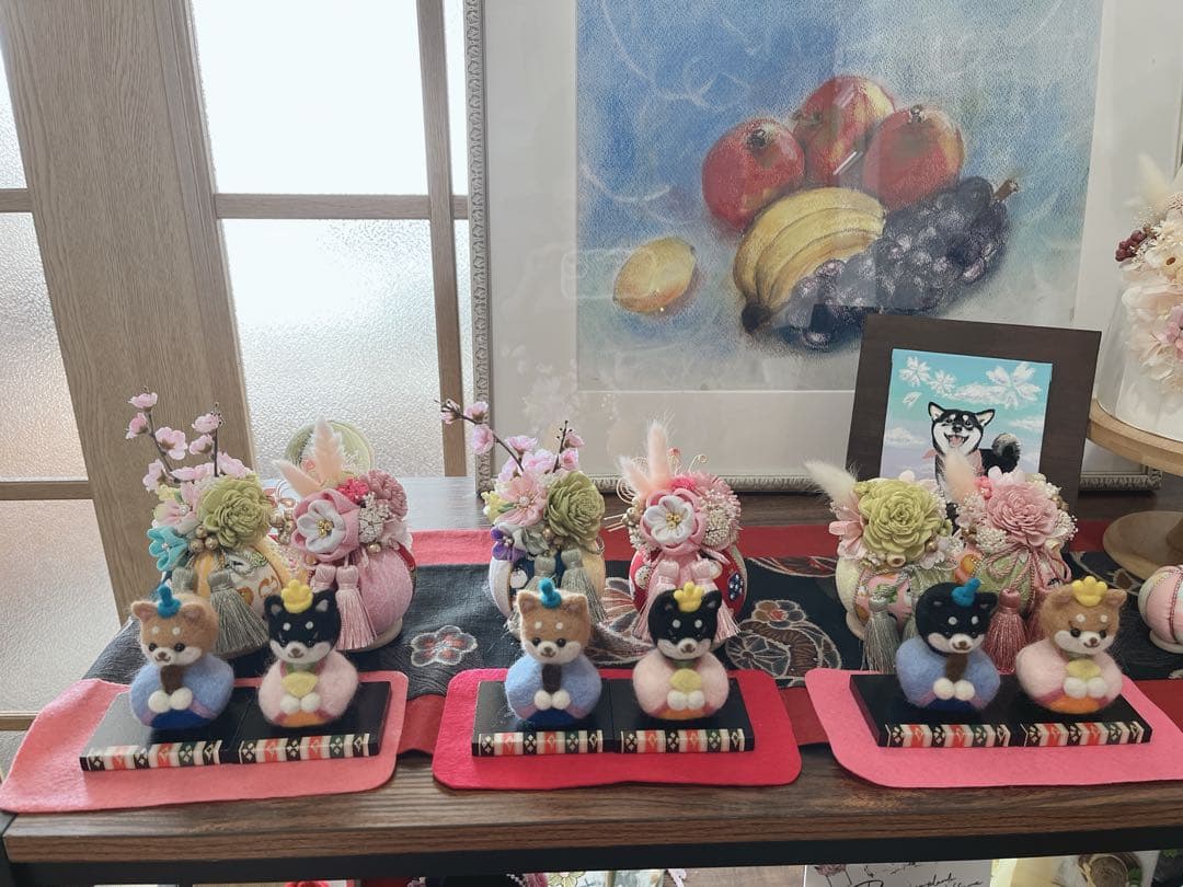 羊毛フェルト　プリザーブドフラワーアレンジ