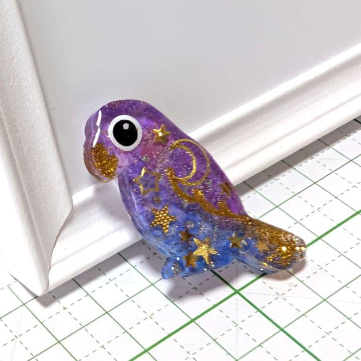 インコ　レジンヘアゴム　きらめき月星