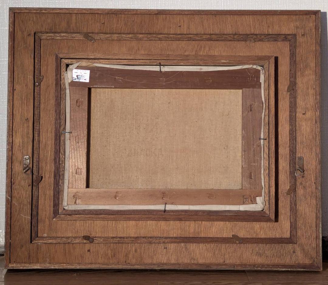 【真作】絵画　油彩4号　渓流の秋彩　鮮やかな紅葉と水音が響く風景画　Y89