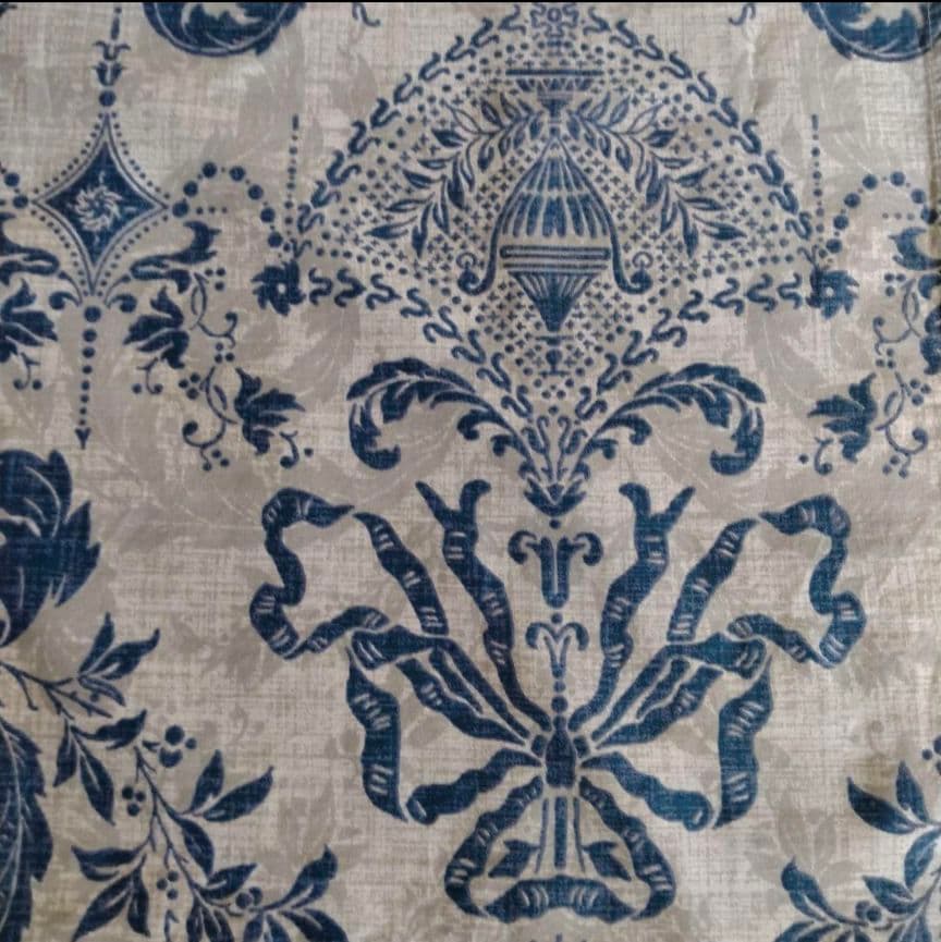 新品最高級綿100%★ブルー＆ホワイトレトロリボンシングル　掛け布団枕カバー3点