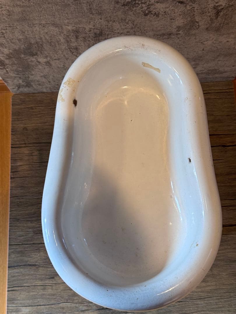 アンティーク　ベビーバス　琺瑯　ドールベッド　フランス