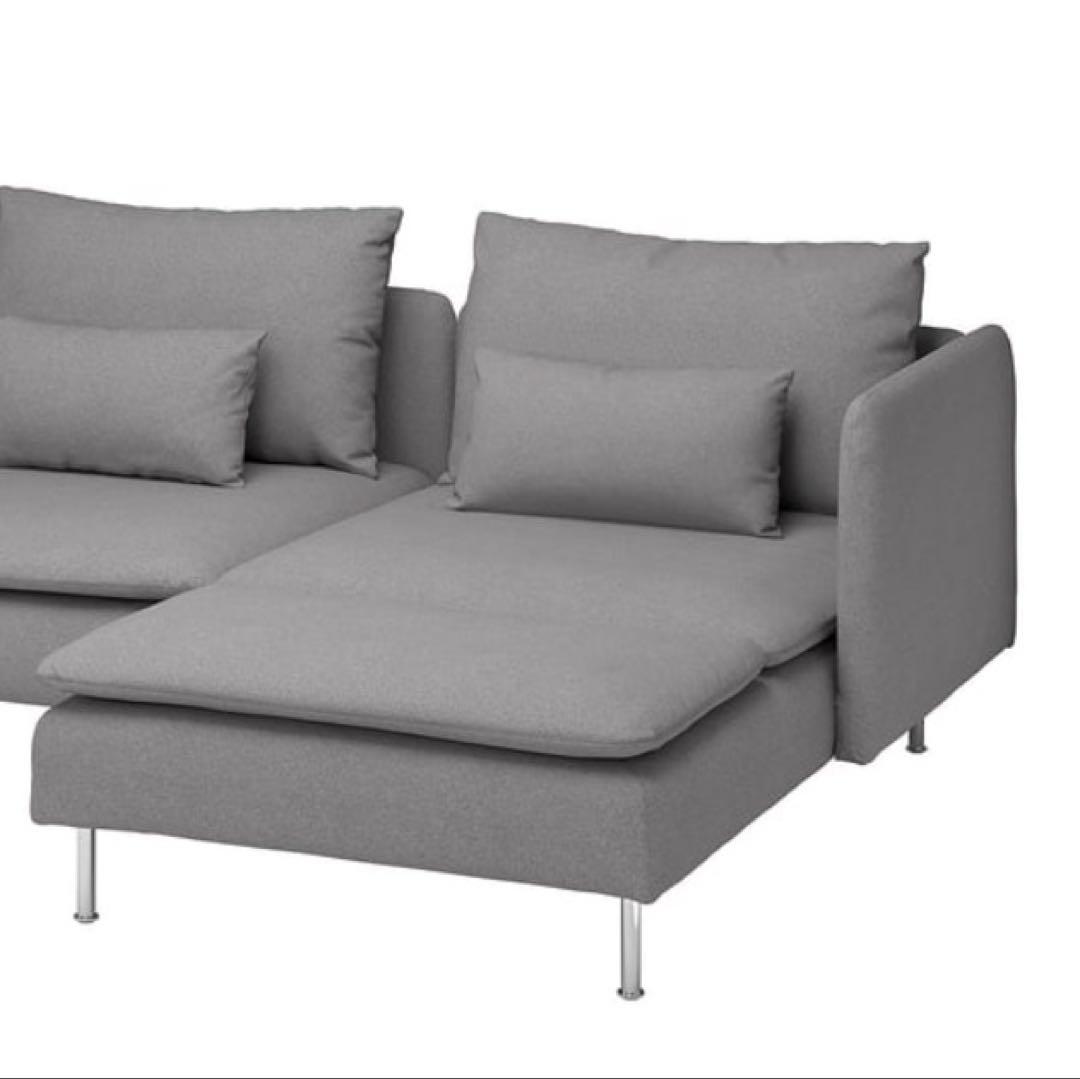 IKEA ソーデルハムン 寝椅子＋アームレスト グレー 木製脚・クッション付き