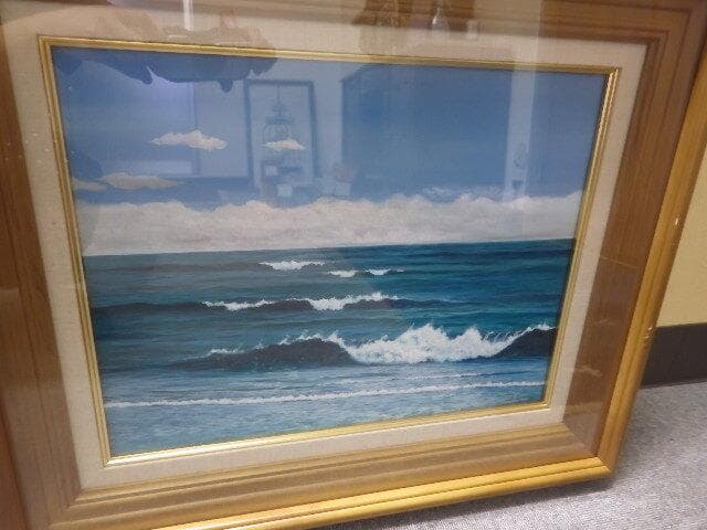 146 真作 大槌隆 「海」 絵画 油彩画 6号 人気画家　サイン入り