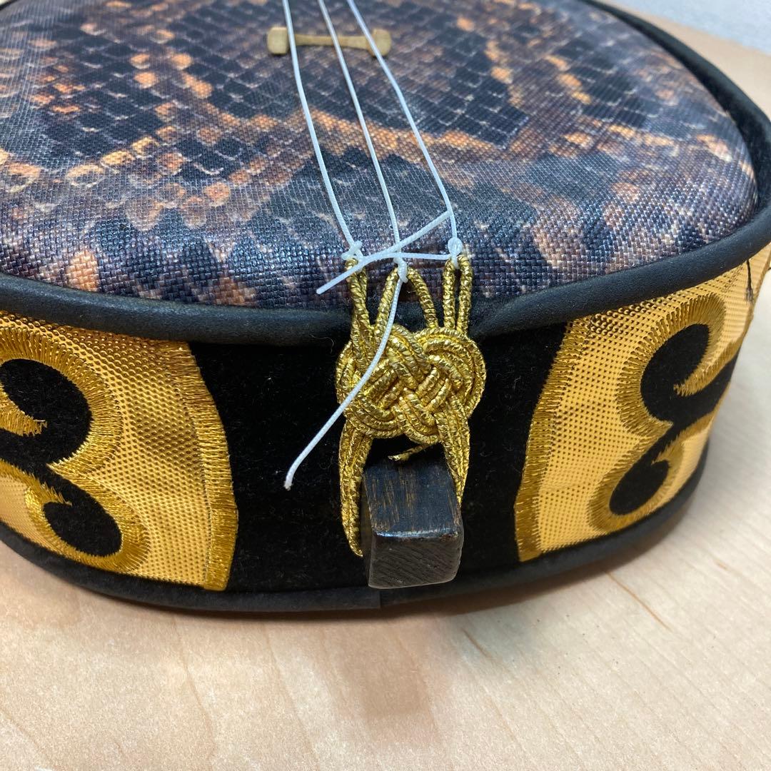 沖縄三味線 人工皮 蛇柄 ケース付き