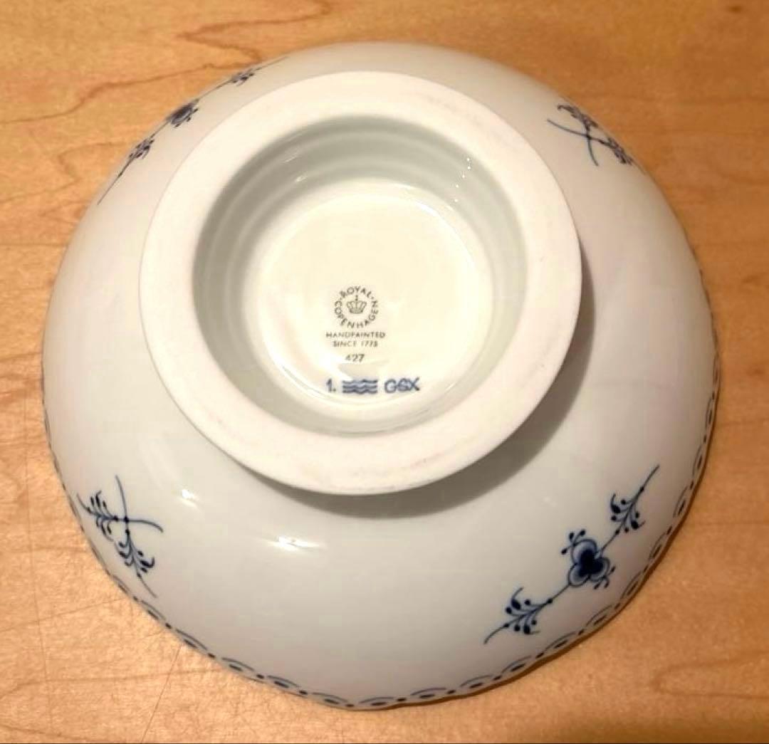 ロイヤルコペンハーゲンブルーフルーテッドハーフレースケーキディッシュ足つき