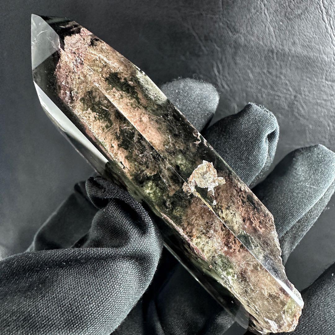 ガーデンクォーツインクォーツ六角柱レインボー☆庭園水晶ポイント☆天然石A1240