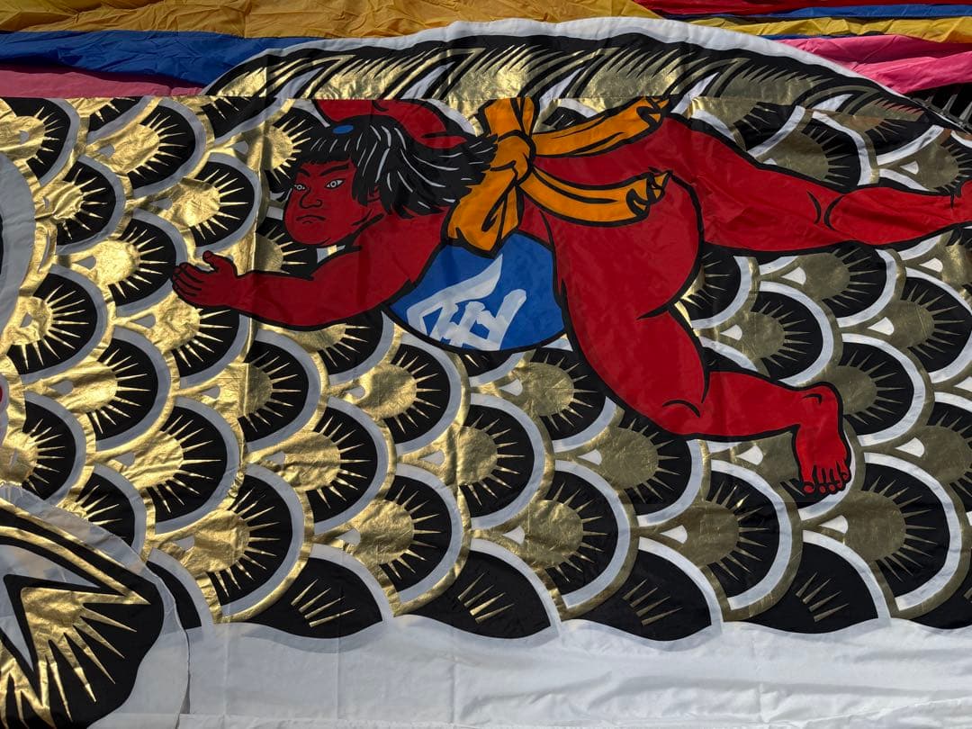 中古 鯉のぼり ④ 6m 両面金太郎 こいのぼり 3色+吹流し こどもの日 節句