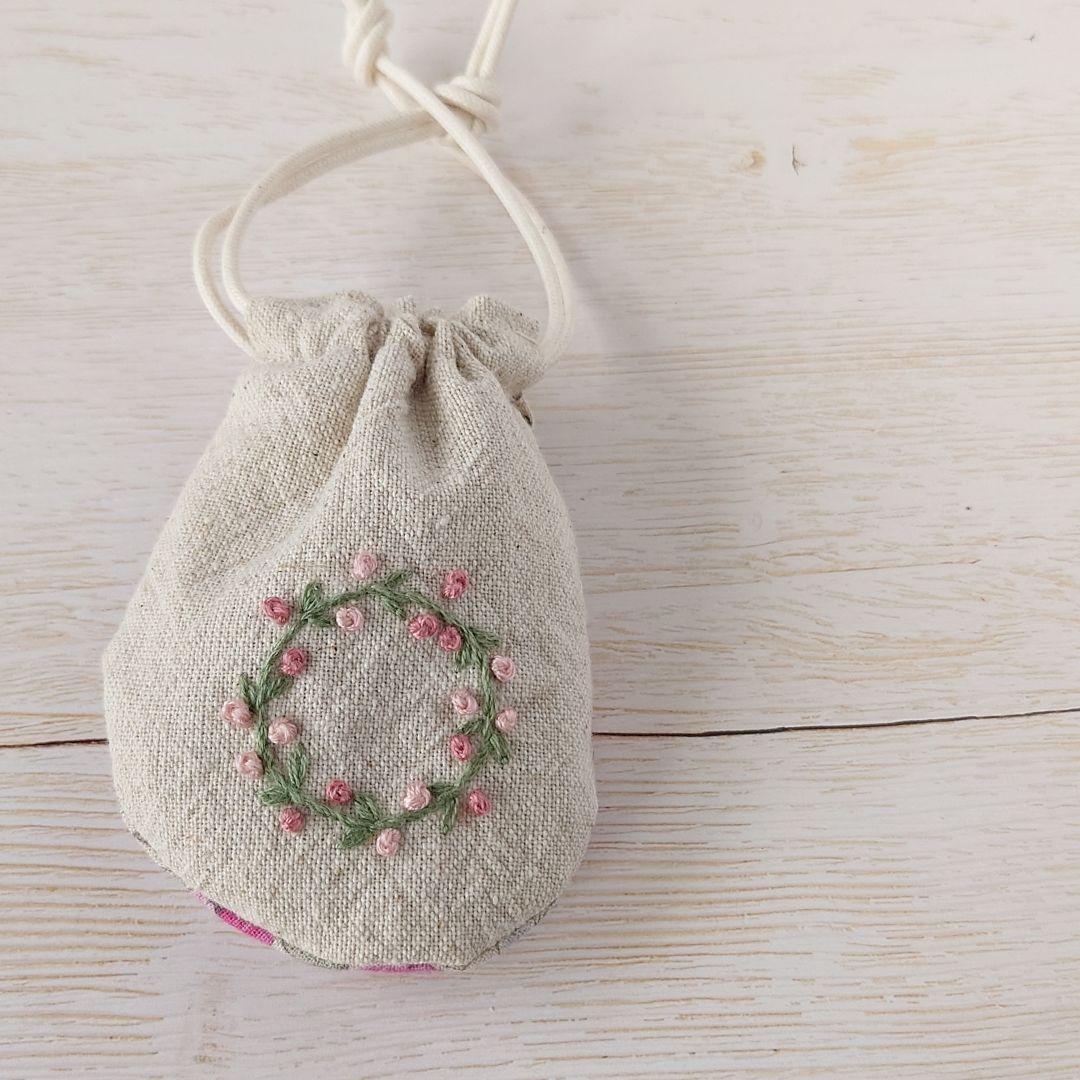 【最終出品／値下げ】ちっちゃな巾着サシェ/詰替えタイプ【フラワーリース】